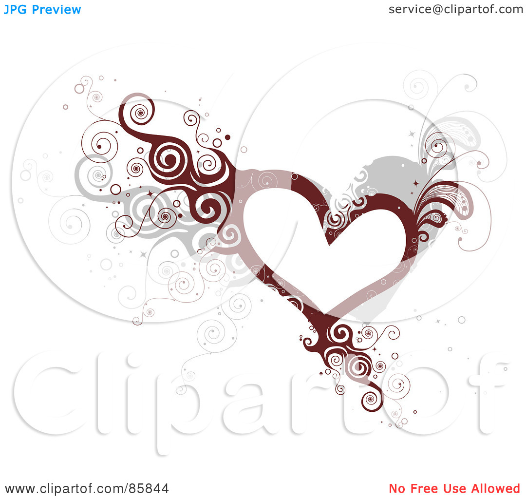 Royalty Free  Rf  Clipart Illustration Of A Curly Vine Heart By Bnp