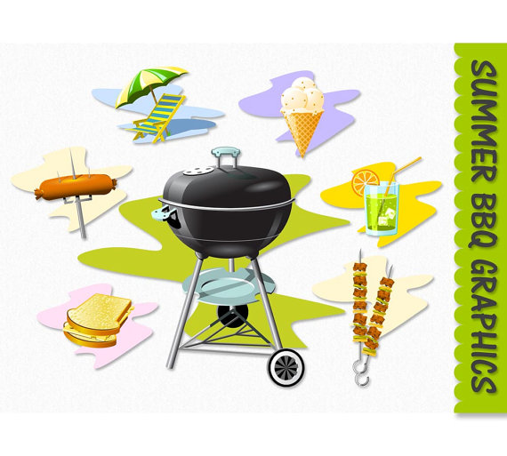 Summer Barbeque Clip Art Graphics Bbq Food Clipart Scrapbook Hot Dog