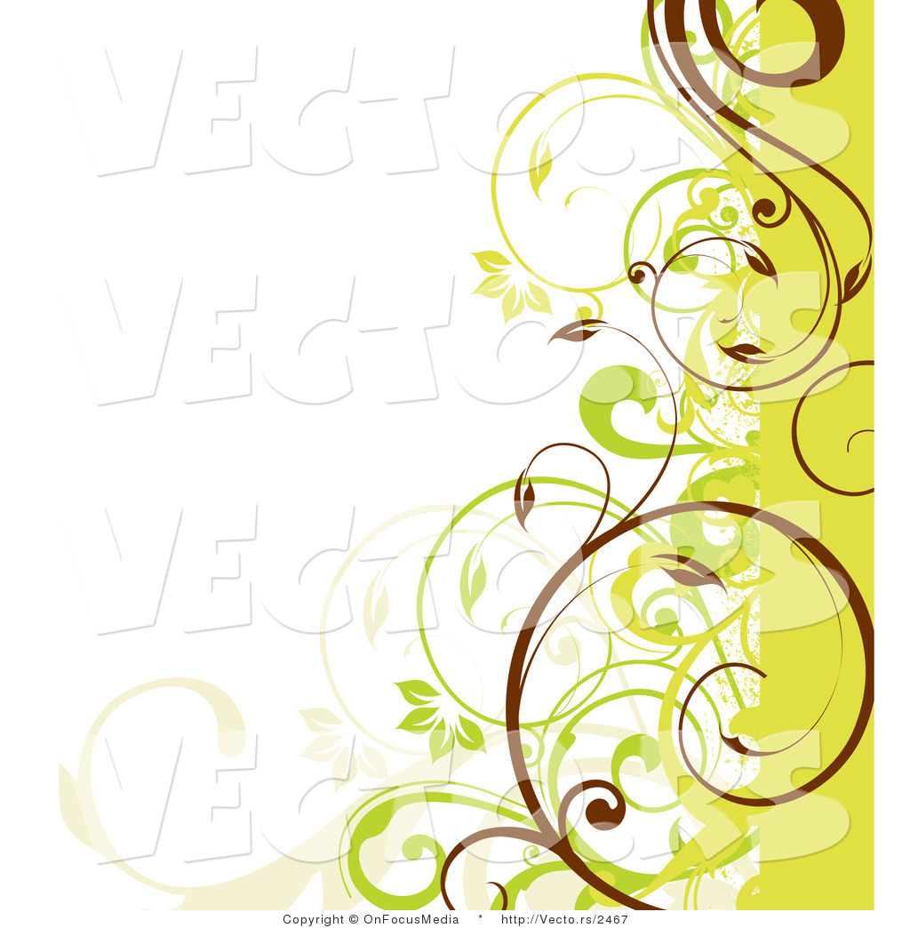 Vector Of Green Beige And Brown Curly Vines Border Design Element By    