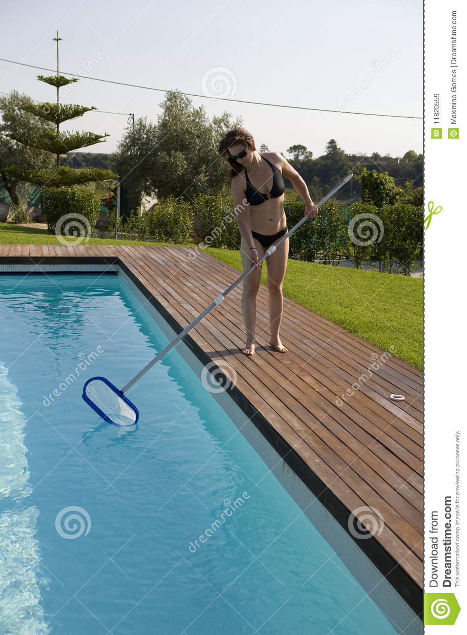 Woman Cleaning The Pool Royalty Free Stock Images   Image  11820559