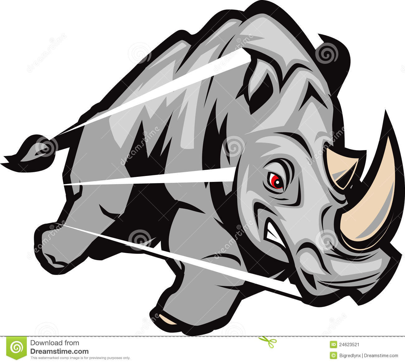 An Angry Charging Gray Rhino