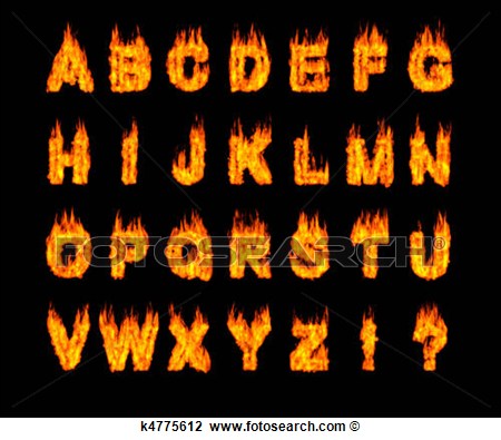 Art Of Set Of Burning Latin Alphabet Letters K4775612   Search Clipart