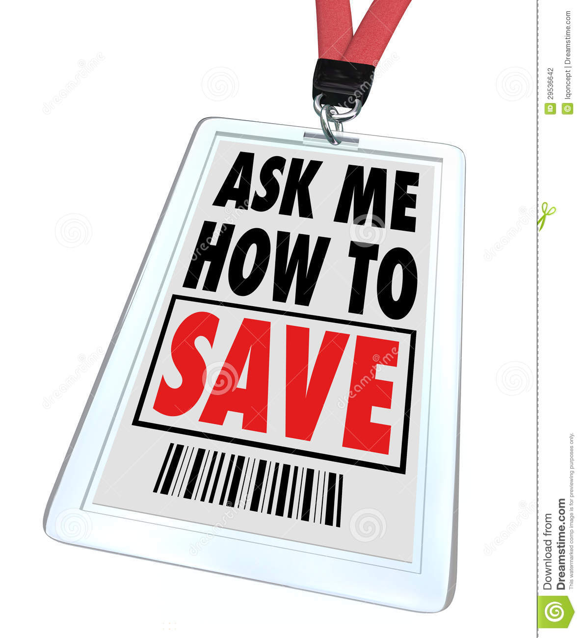 Ask Me How To Save   Lanyard And Badge   Employee Stock Photography    