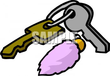 Car Key On A Chain With Lucky Rabbits Foot Royalty Free Clip Art