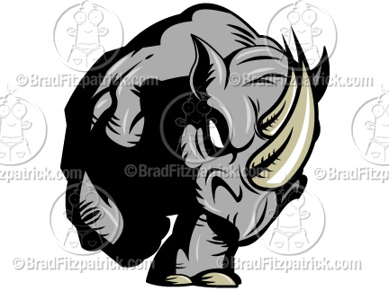 Cartoon Rhino Clip Art   Rhino Graphics   Rhino Mascot Clipart Icon