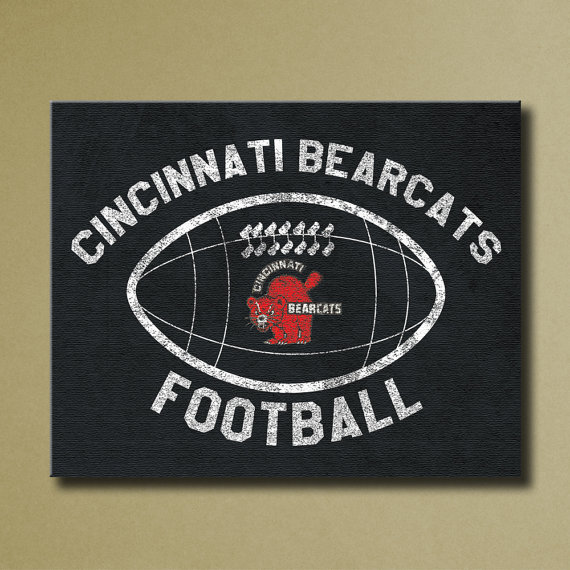 Cincinnati Bearcats Retro Football Canvas Art 16x20 Rustic
