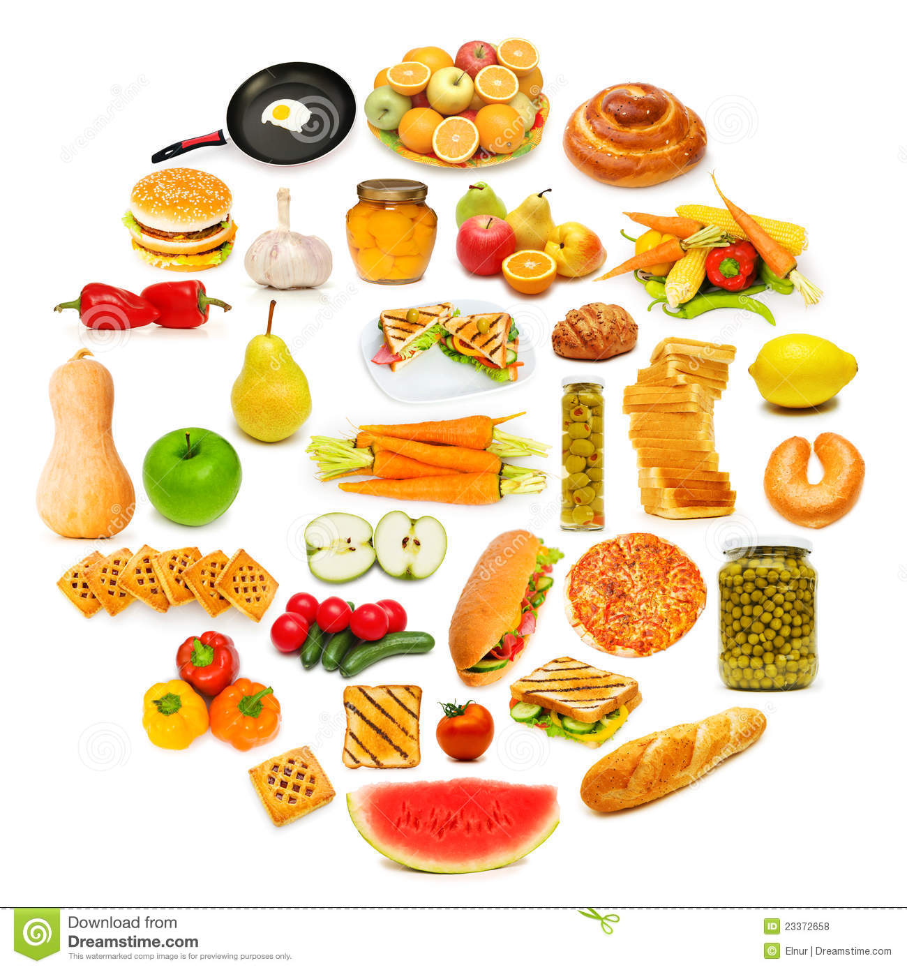 Circle With Lots Of Food Royalty Free Stock Photos   Image  23372658