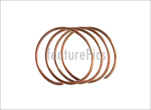Copper Wire Spring On White Background  Clipping Path Is Included