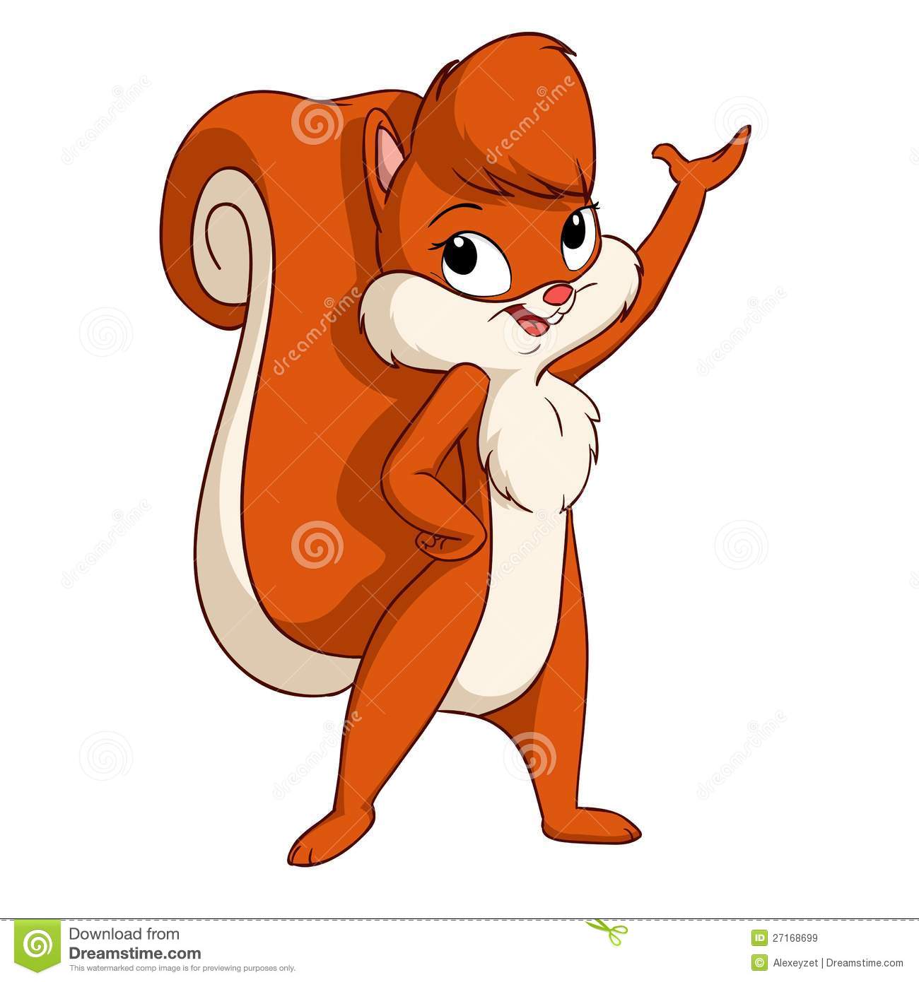 Cute Cartoon Squirrel Girl Greeting Pose Royalty Free Stock Images