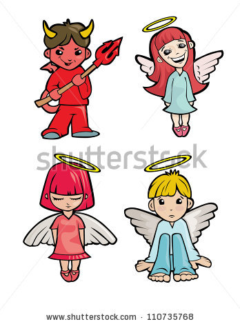 Cute Devil And Angel Angel And Devil Clipart
