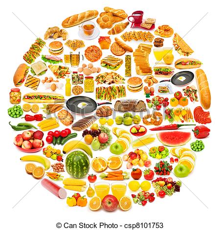 Drawings Of Circle With Lots Of Food Items Csp8101753   Search Clipart