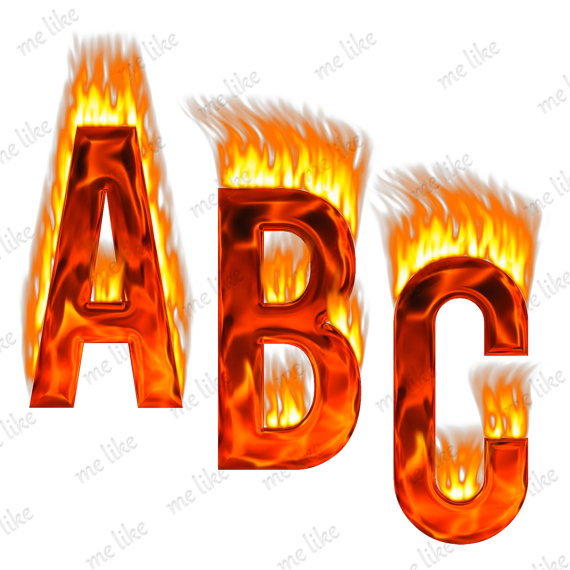 Flame Alphabet Clipart   Instant Download  Digital Alphabet Clip Art