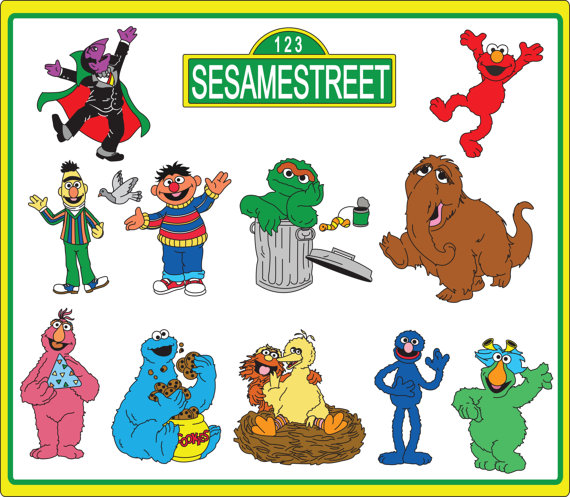 Instant Download  Sesame Street Guys Clip Art   Elmo Cookie Monster