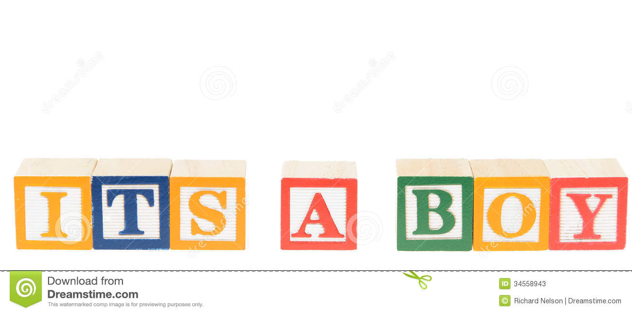 Letter Blocks Spelling Its A Boy  Isolated On A White Background