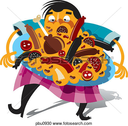 Of A Man With A Lot Of Food On His Plate Pbu0930   Search Clipart    