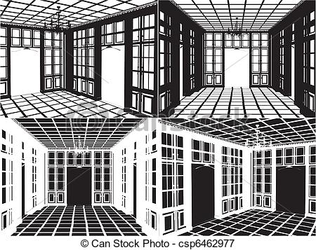 Of Antique Bookcase Room Silhouette Vector Csp6462977   Search Clipart    