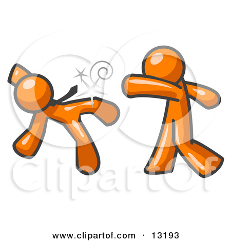 Orange Man Being Punched By Another