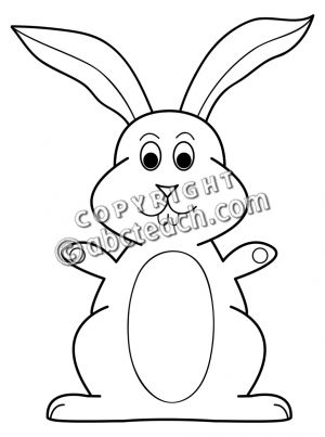 Rabbit Cartoon Illustration Clip Art  B W    Cartoon Bunny   Cartoon