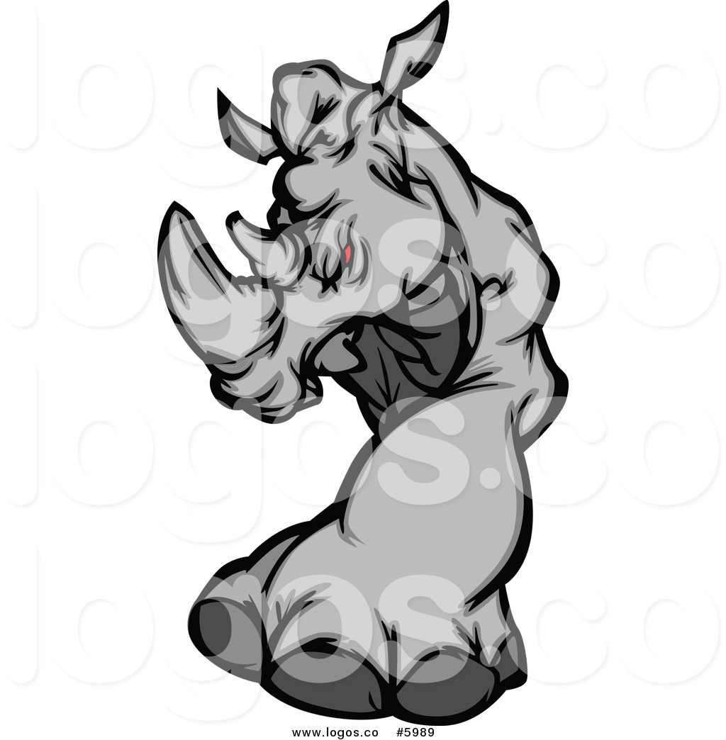 Rhino Mascot With One Leg Forward Logo Clip Art Chromaco