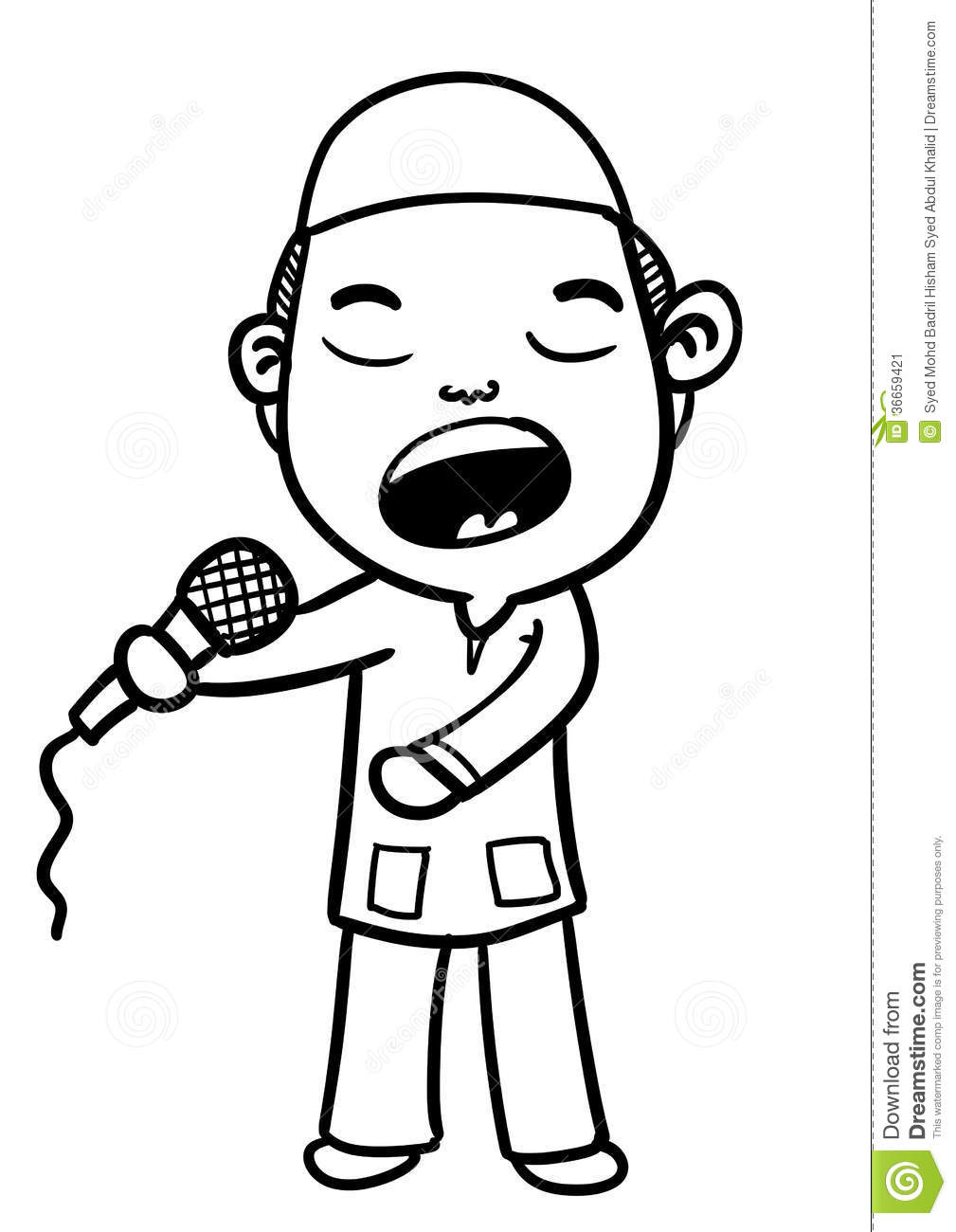 Sketch Of Boy Singing With Passion And Grab The Microphone