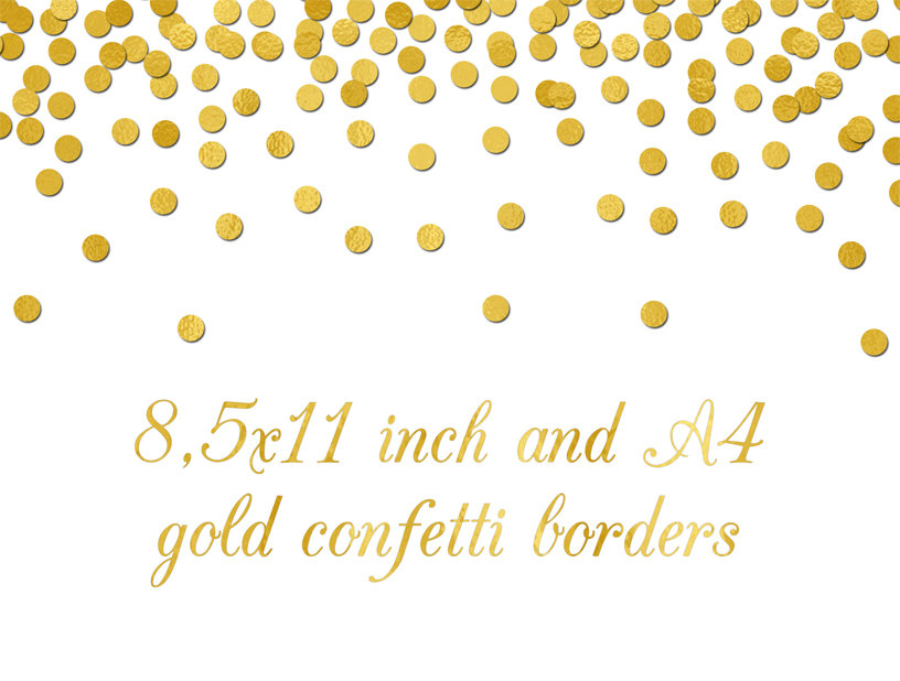 Wedding Invitation Clip Art Clipart   A4 And 8 5x11 Inch Gold Confetti