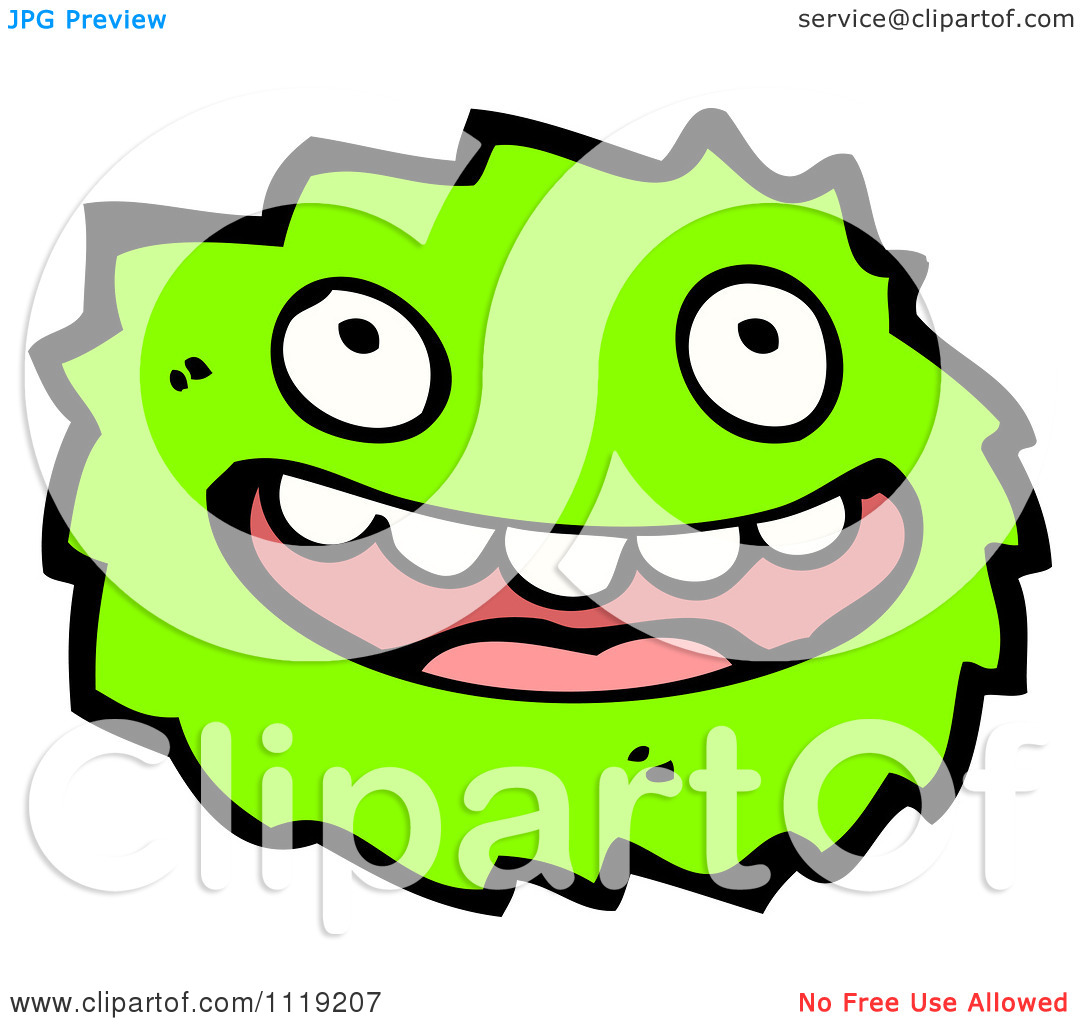 Bacteria Clipart Vector Cartoon Of A Green Virus Germ Bacteria 2    