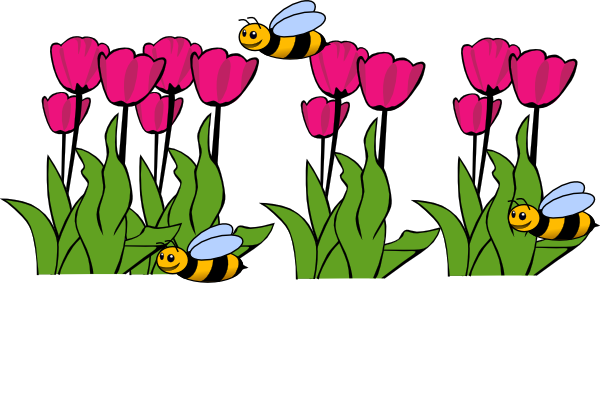 Bees On Tulips Clip Art
