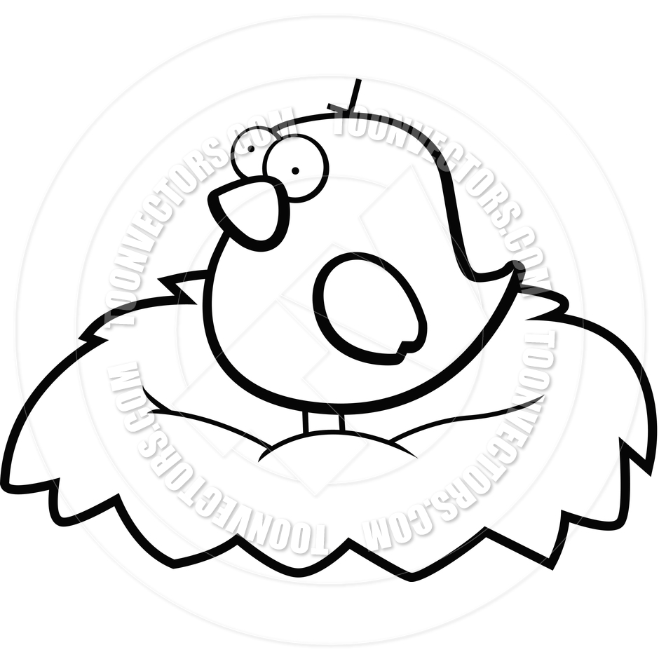 Bird Nest  Black And White Line Art  By Cory Thoman   Toon Vectors Eps    