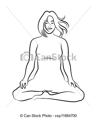 Black And White Meditation Pose  Characters Outline Stylized