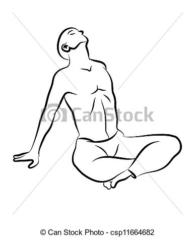 Black And White Meditation Pose  Characters Outline Stylized