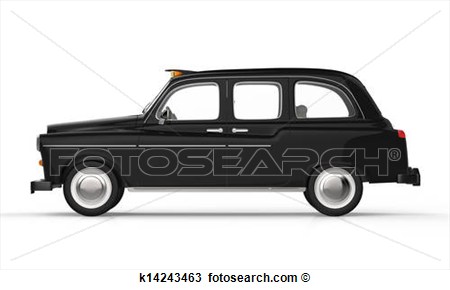Black London Taxi  Fotosearch   Search Clipart Illustration Fine Art