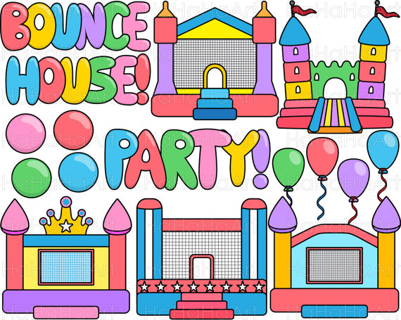 Bounce House Party With Lines   Digital Clipart Png Jpg Pdf Eps