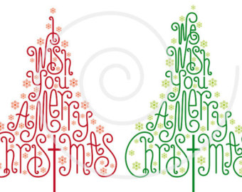 Christmas Trees With Hand Drawn Let Ters Christmas Xmas Card Word