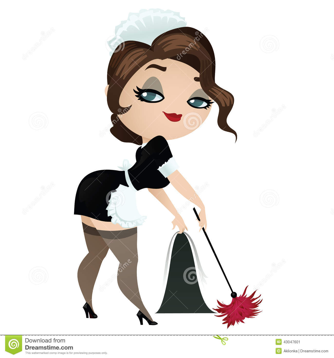 Cleaning Lady With Duster Stock Vector   Image  43047601