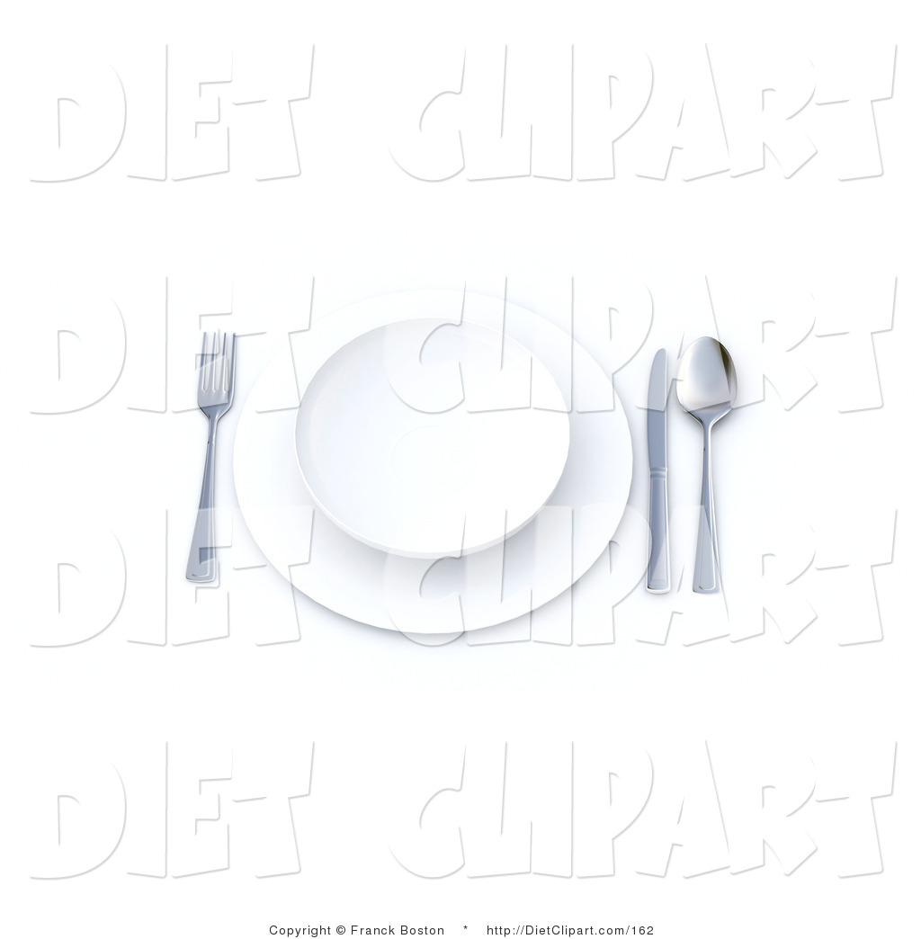 Clip Art Of A Single Table Place Setting With A Plate Saucer Knife    