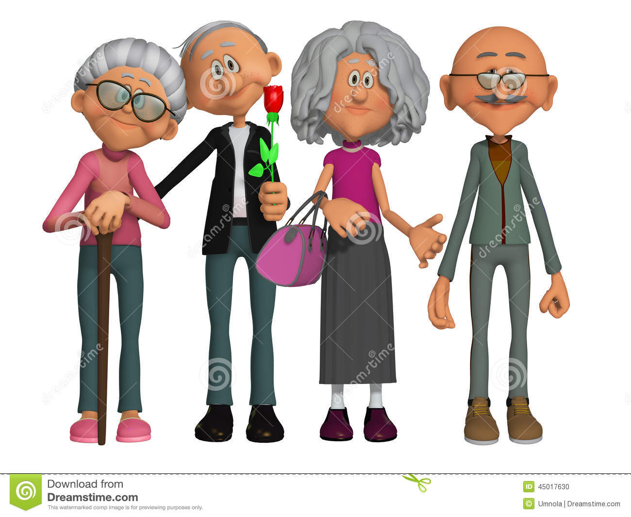 Happy And Motivated Old People 3d Stock Illustration   Image  45017630