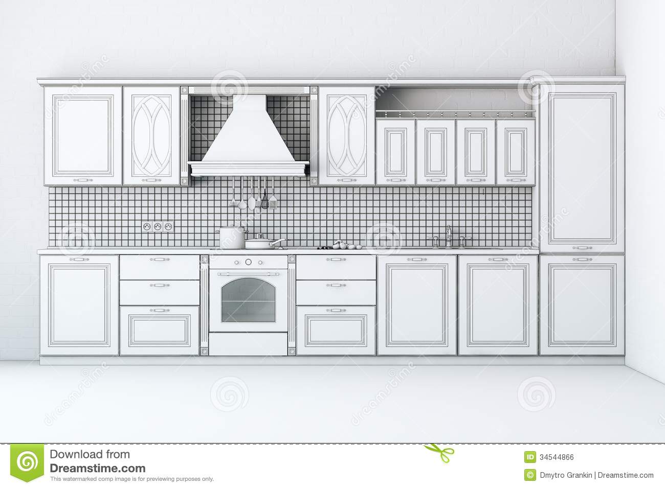 Kitchen Cabinet Clipart Of Classic Kitchen Cabinet