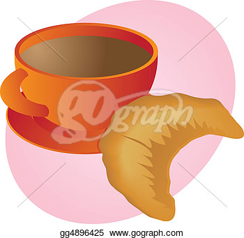 Mug Of Coffee And Croissant Pastry Illustration  Clip Art Gg4896425
