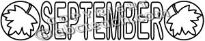 September Word Banner With Leaves Clip Art In Black And White Is