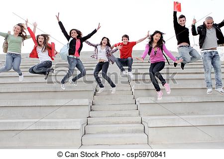 Stock Photo   Happy University Or High School Children Happy At End Of