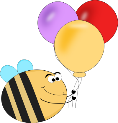 Bee Balloons Clip Art Image   Funny Bee Carrying A Bunch Of Balloons