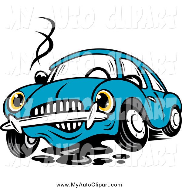 Clip Art Of A Broken Down Blue Car By Seamartini Graphics    2547