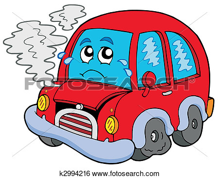 Clip Art Of Broken Cartoon Car K2994216   Search Clipart Illustration