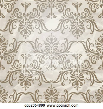 Clip Art   Vector Seamless Vintage Wallpaper Pattern On Crumpled Paper