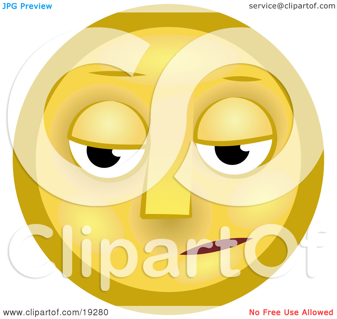 Clipart Illustration Of A Gloomy Yellow Smiley Face Pouting By Geo