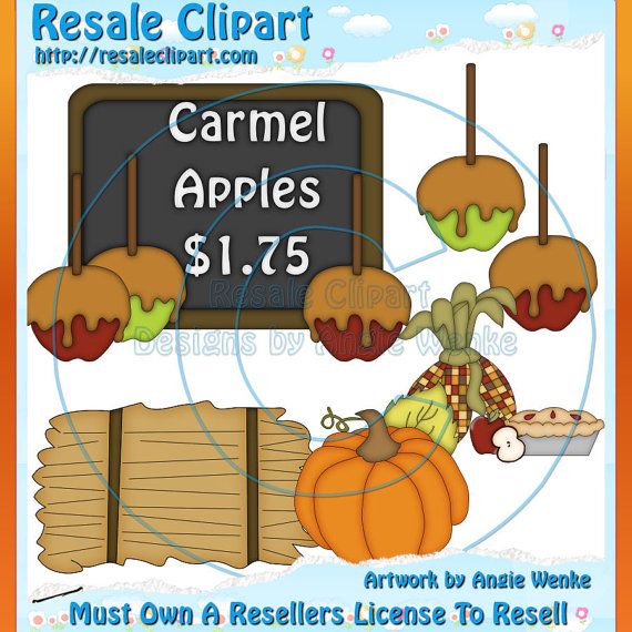 Fall Candy Apples Clipart Digital Zip File Download By Maddiezee  1