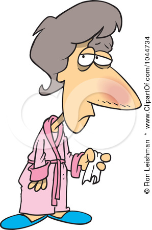 Free Rf Clip Art Illustration Of A Cartoon Woman Sick With The Flu Jpg