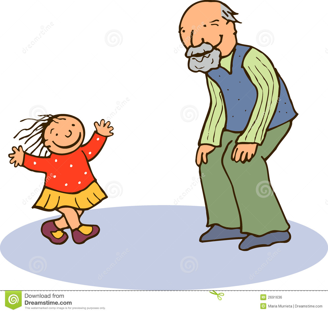 Girl Runing Toward Her Grandfather She Has Her Arms Open For Giving A