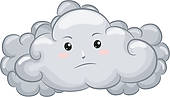 Gloomy Dark Cloud Mascot   Clipart Graphic