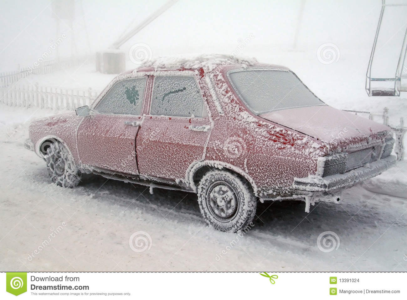 Ice Frost On Frozen Car In Winter Stock Images   Image  13391024